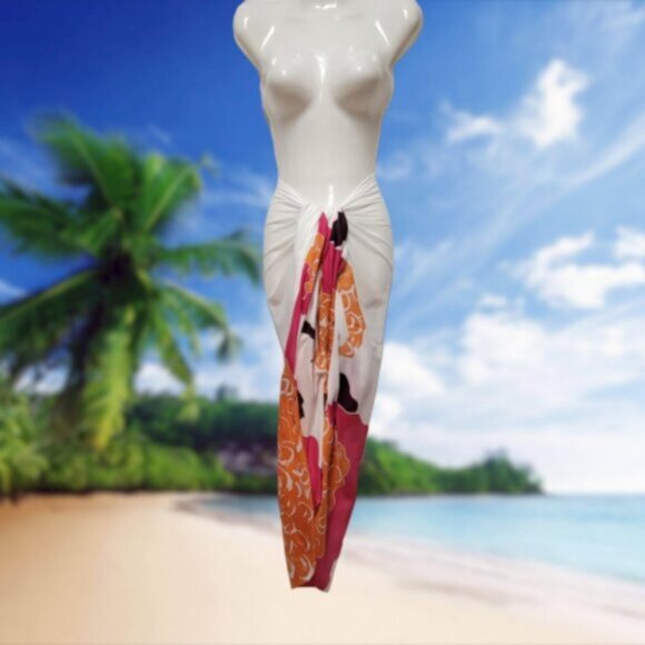 Womens Sarong Pareo Cotton Wrap HandPainted Batik Wrapskirt Beachwear -NEW - Picture 2 of 5